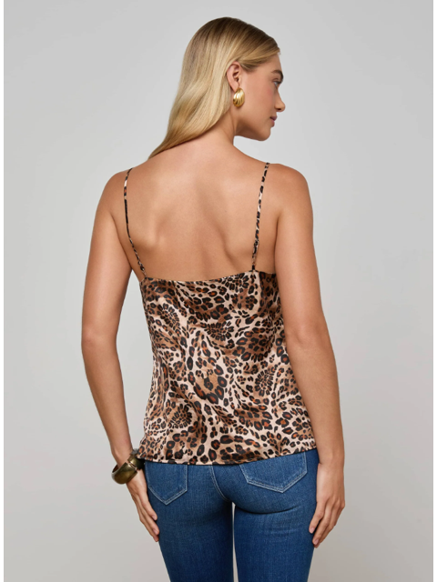 L'Agence Jane Silk Camisole in Cinnamon Swirl Paisley Leopard