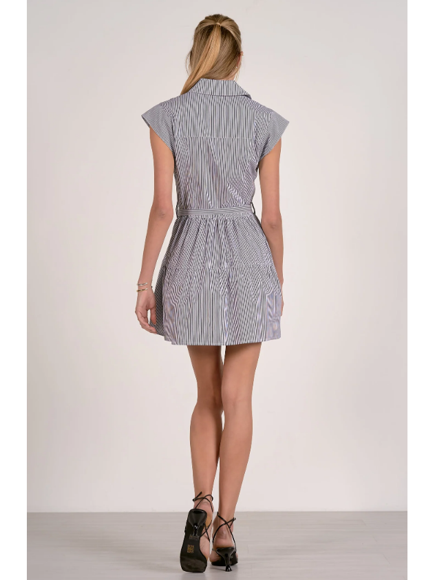 Elan Pinstripe Dress in Dark Navy Stripe