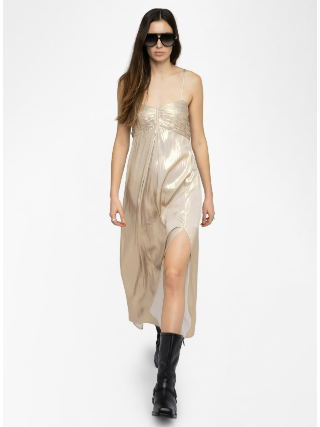 Zadig & Voltaire Rippie Dress in Satin Gold Zadig & Voltaire Rippie Dress in Satin Gold