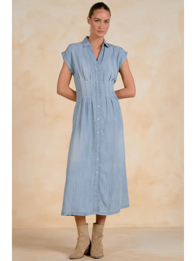 Elan Cap Sleeve Midi Dress - Blue